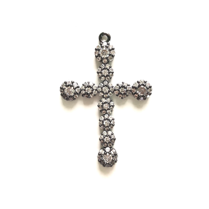 10pcs/lot 40*27mm CZ Paved Cross Charms Black CZ Paved Charms Crosses Large Sizes Charms Beads Beyond