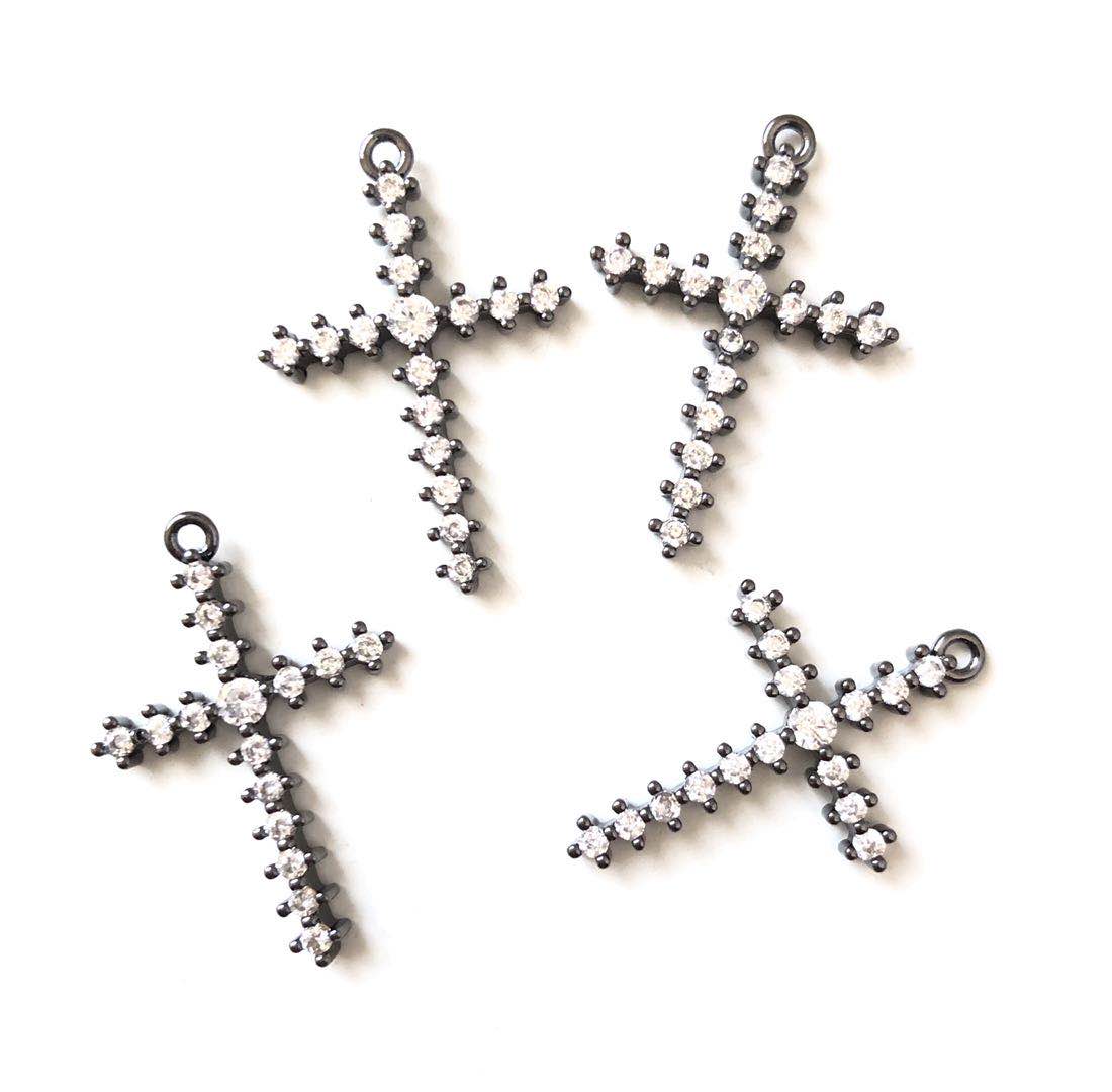 10pcs/lot 22*16mm CZ Paved Cross Charms Black CZ Paved Charms Crosses Charms Beads Beyond