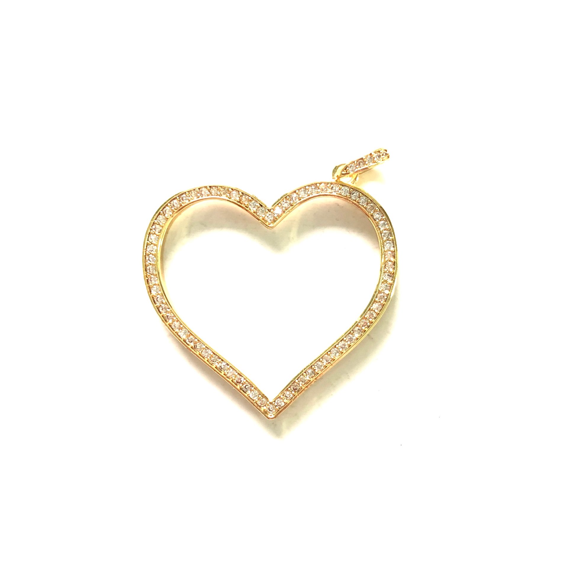 10pcs/lot 32*30mm CZ Paved Heart Charms Gold CZ Paved Charms Hearts Charms Beads Beyond