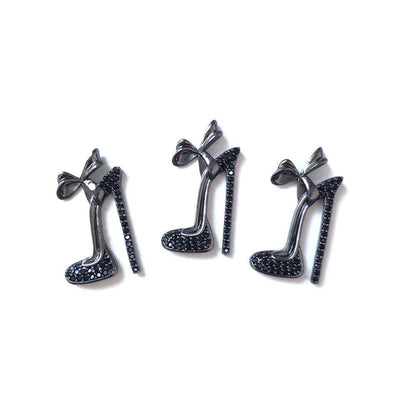 10pcs/lot 14*23mm CZ Paved High Heel Charms Black on Black CZ Paved Charms High Heels Charms Beads Beyond