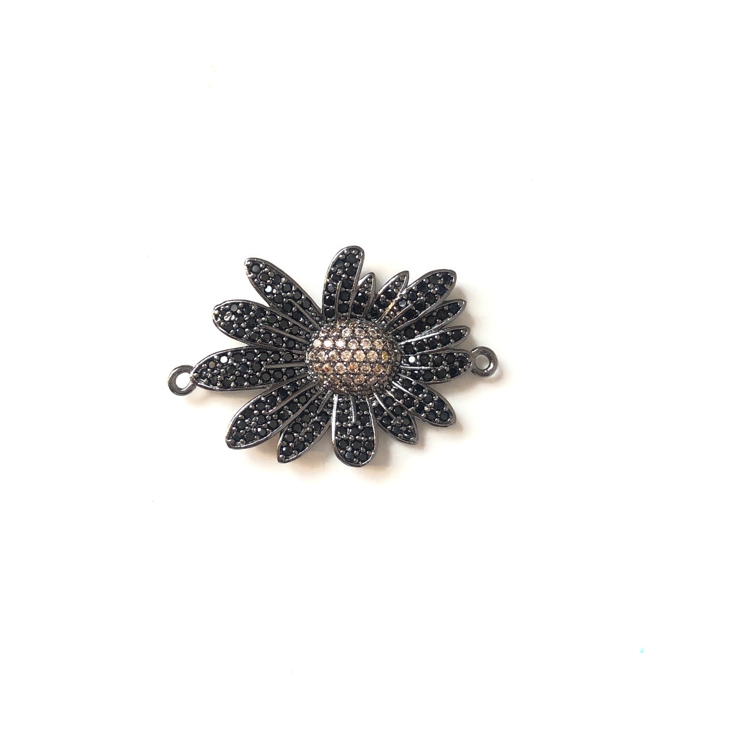 5-10pcs/lot 27.5*21.5mm CZ Paved Flower Connectors Black on Black CZ Paved Connectors Flower Connectors Charms Beads Beyond