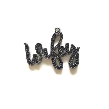 10pcs/lot 30*23.5mm CZ Paved Wifey Word Charm Pendants Black on Black CZ Paved Charms Words & Quotes Charms Beads Beyond