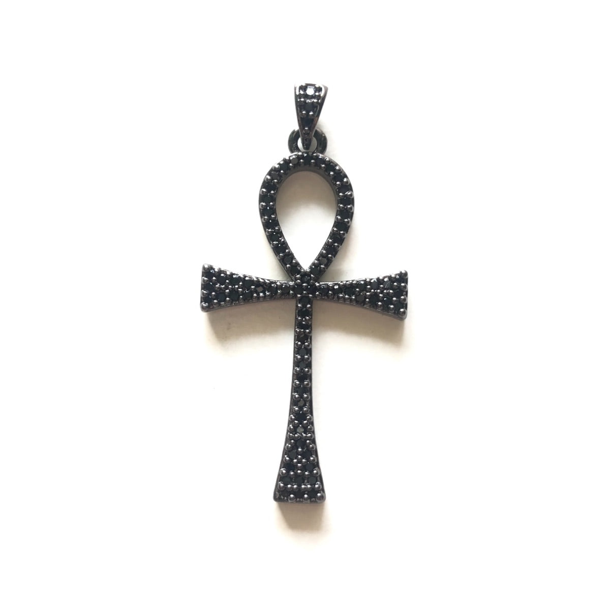 10pcs/lot 47*23mm CZ Paved ANKH Charms Black on Black CZ Paved Charms ANKH Symbols Charms Beads Beyond