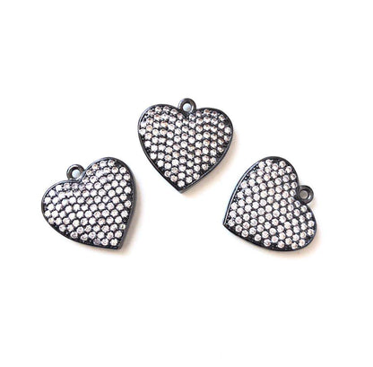 10pcs/lot 18*18mm CZ Paved Heart Charms Black CZ Paved Charms Hearts On Sale Charms Beads Beyond