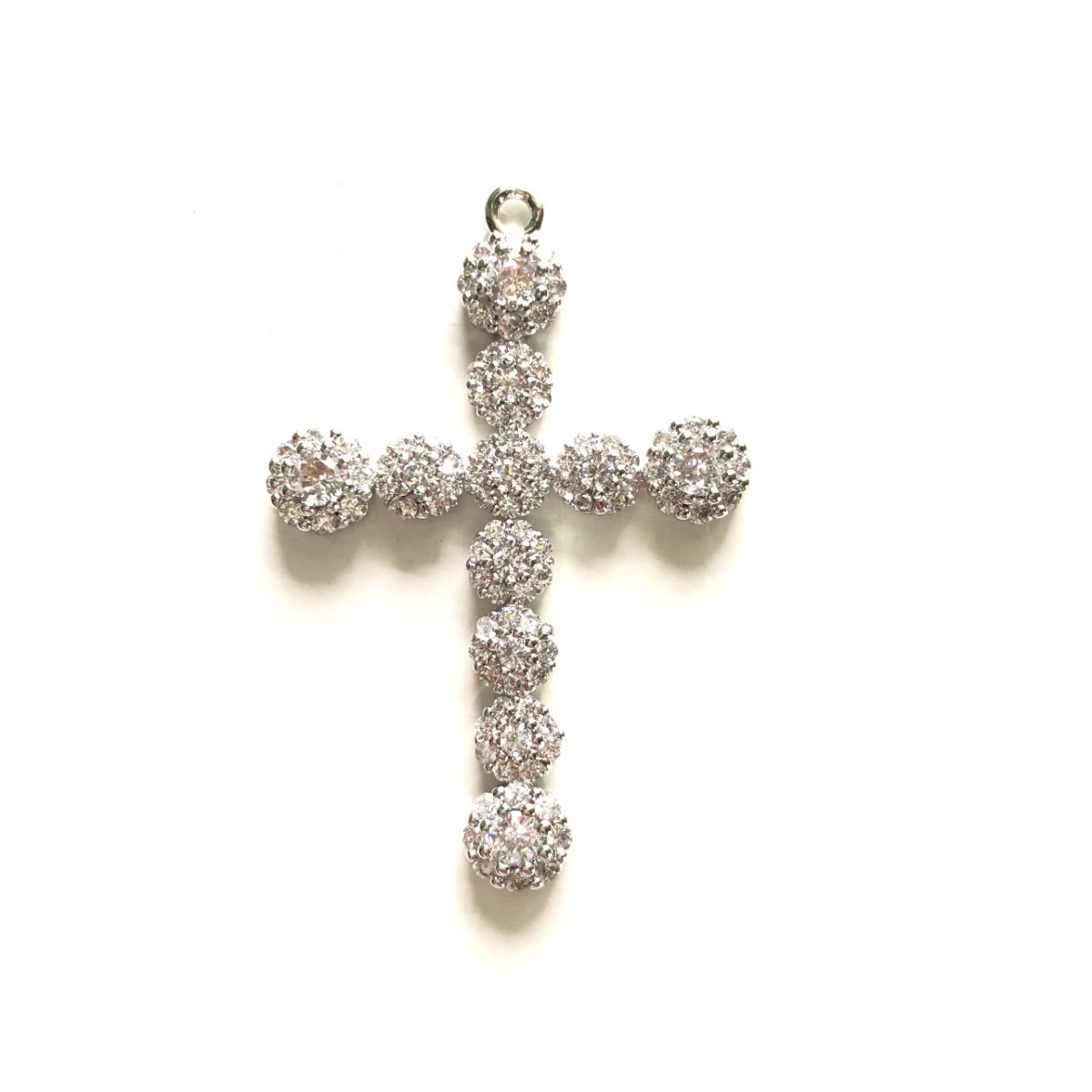 10pcs/lot 40*27mm CZ Paved Cross Charms Silver CZ Paved Charms Crosses Large Sizes Charms Beads Beyond