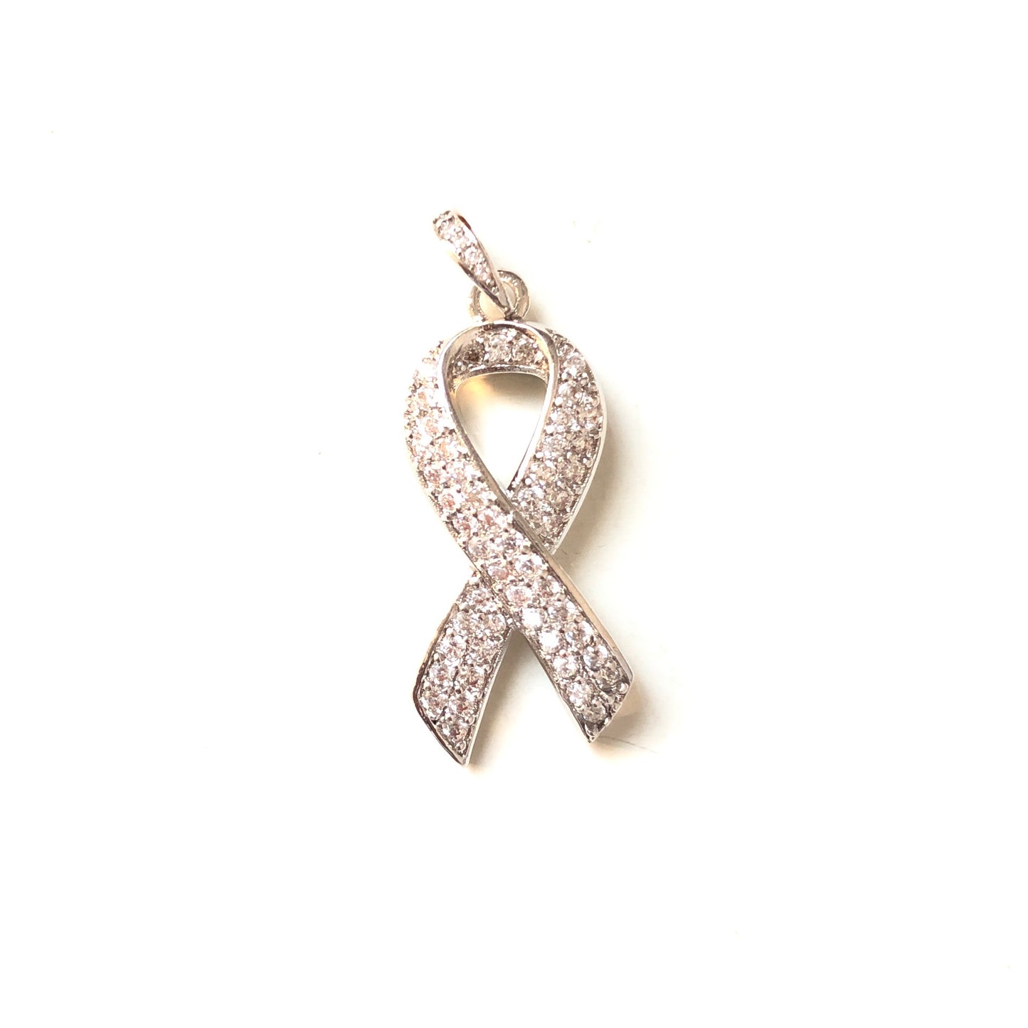 10pcs/lot 27*13mm CZ Paved Pink Ribbon Breast Cancer Awareness Charms Silver CZ Paved Charms Breast Cancer Awareness Charms Beads Beyond