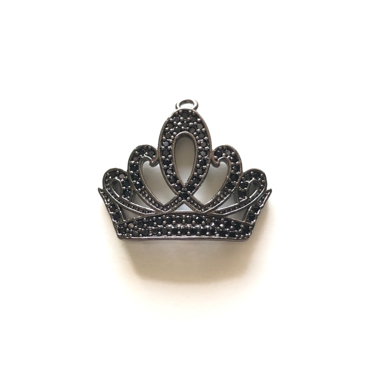 10pcs/lot 28*24mm CZ Paved Crown Charms Black on Black CZ Paved Charms Crowns Charms Beads Beyond