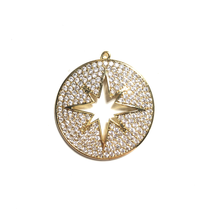 10pcs/lot 30*30mm CZ Paved Star Shield Charms Gold CZ Paved Charms Large Sizes Sun Moon Stars Charms Beads Beyond
