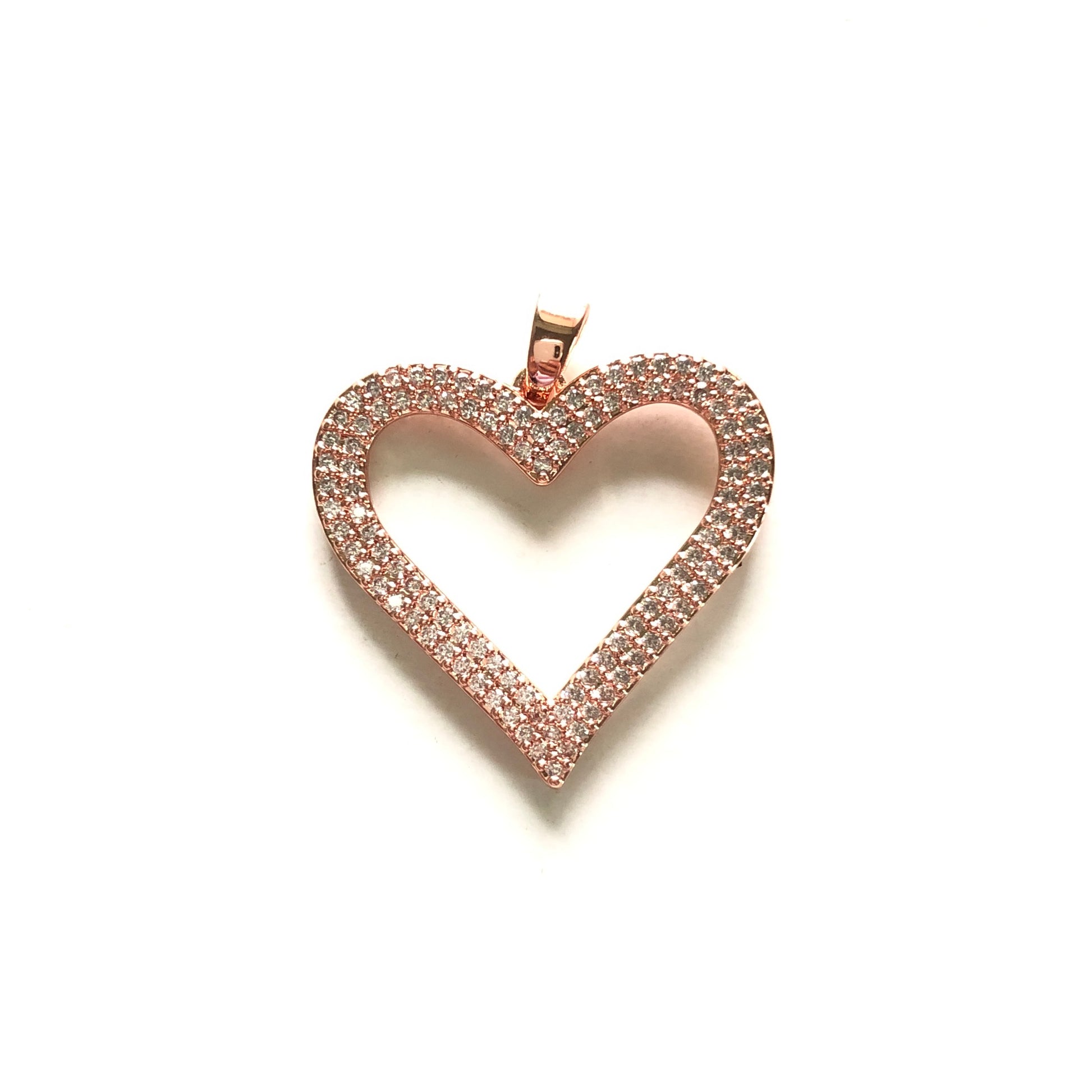 10pcs/lot 25*24mm CZ Paved Heart Charms Rose Gold CZ Paved Charms Hearts Charms Beads Beyond