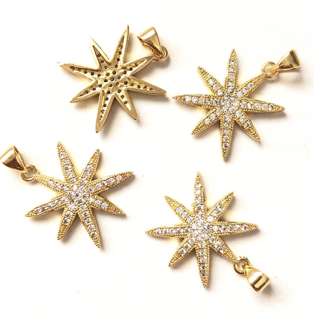 10pcs/lot 18.8mm CZ Paved Star Charms Gold CZ Paved Charms On Sale Sun Moon Stars Charms Beads Beyond