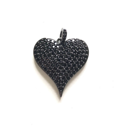 10pcs/lot 30*23mm CZ Paved Heart Charms Black on Black CZ Paved Charms Hearts Charms Beads Beyond
