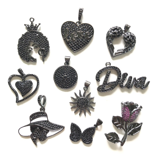 10pcs/lot Mix CZ Paved Charms Bundle-Black on Black CZ Paved Charms Mix Charms Charms Beads Beyond