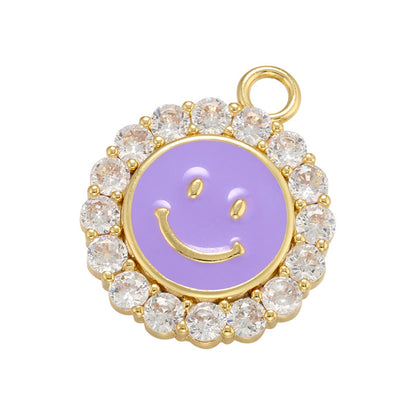 10pcs/lot 23*19mm Gold Plated Colorful Enamel Smile Sun Flower Charm Purple Enamel Charms Charms Beads Beyond
