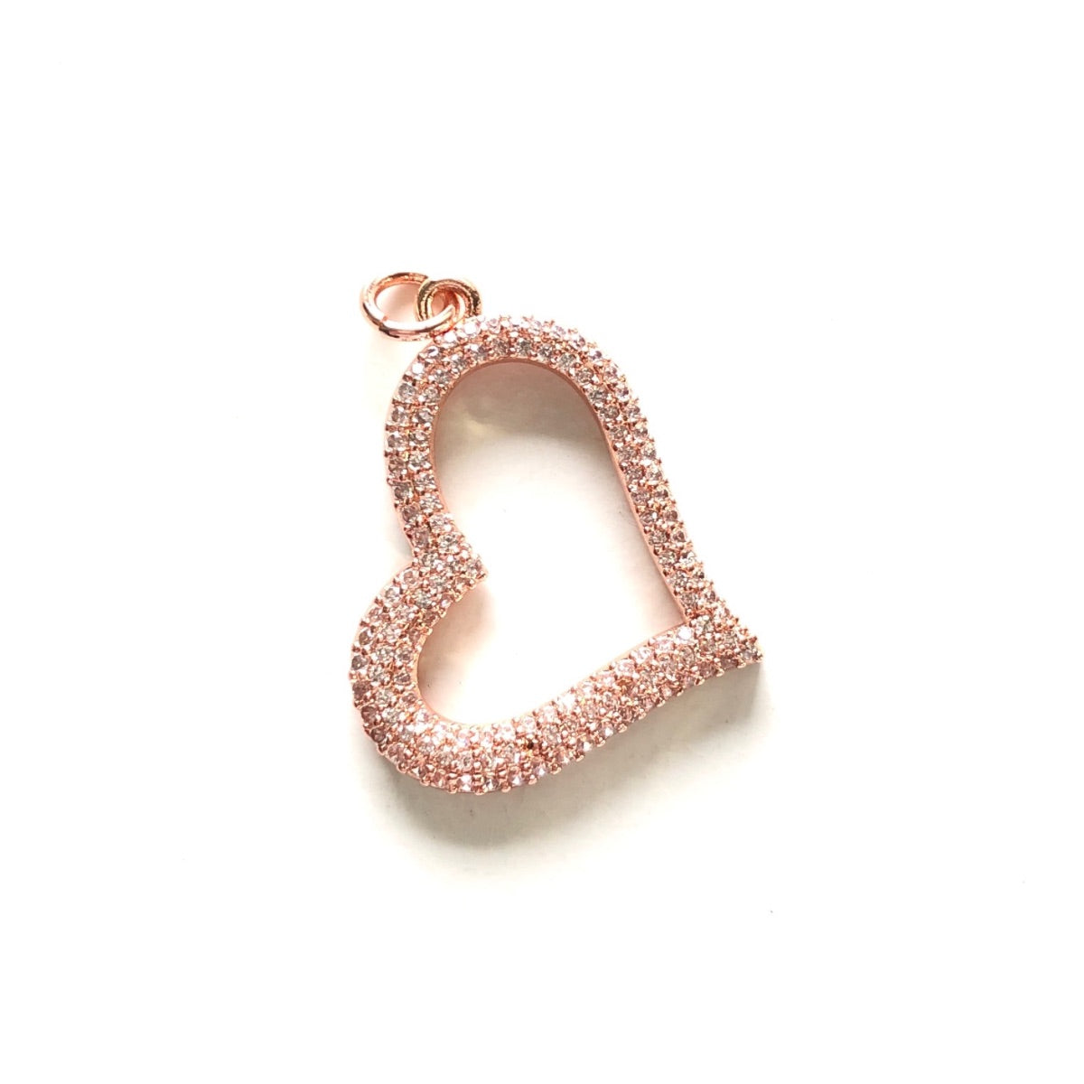 10pcs/lot 30*24mm Micro Zirconia Pave Heart Charm Pendants Rose Gold CZ Paved Charms Hearts Charms Beads Beyond