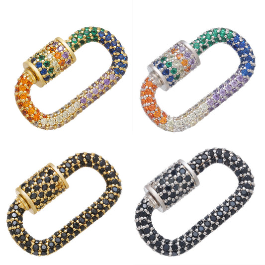 10pcs/lot 24.5*14.5mm CZ Paved Screw Clasps / Connectors / Pendants Mix Color Accessories Colorful Zirconia Charms Beads Beyond