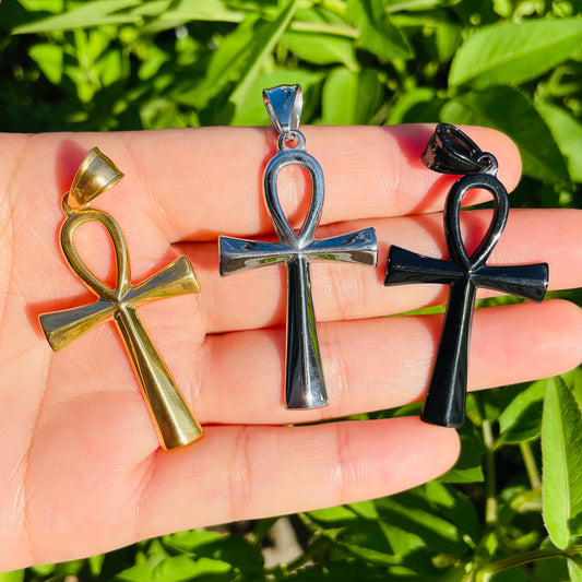 5pcs/lot 53*26mm Stainless Steel ANKH Charm Mix Colors Stainless Steel Charms ANKH Charms Beads Beyond