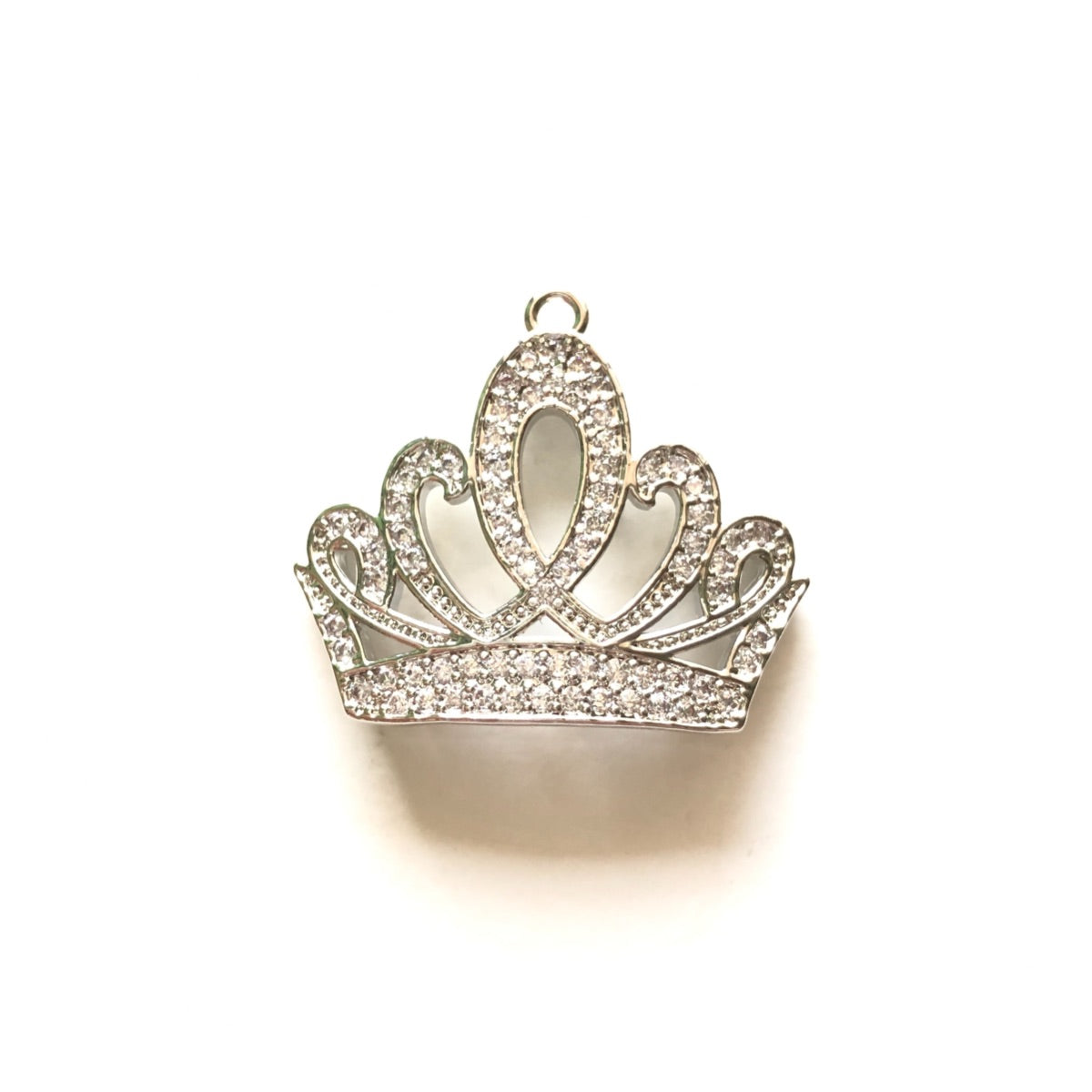 10pcs/lot 28*24mm CZ Paved Crown Charms Silver CZ Paved Charms Crowns Charms Beads Beyond