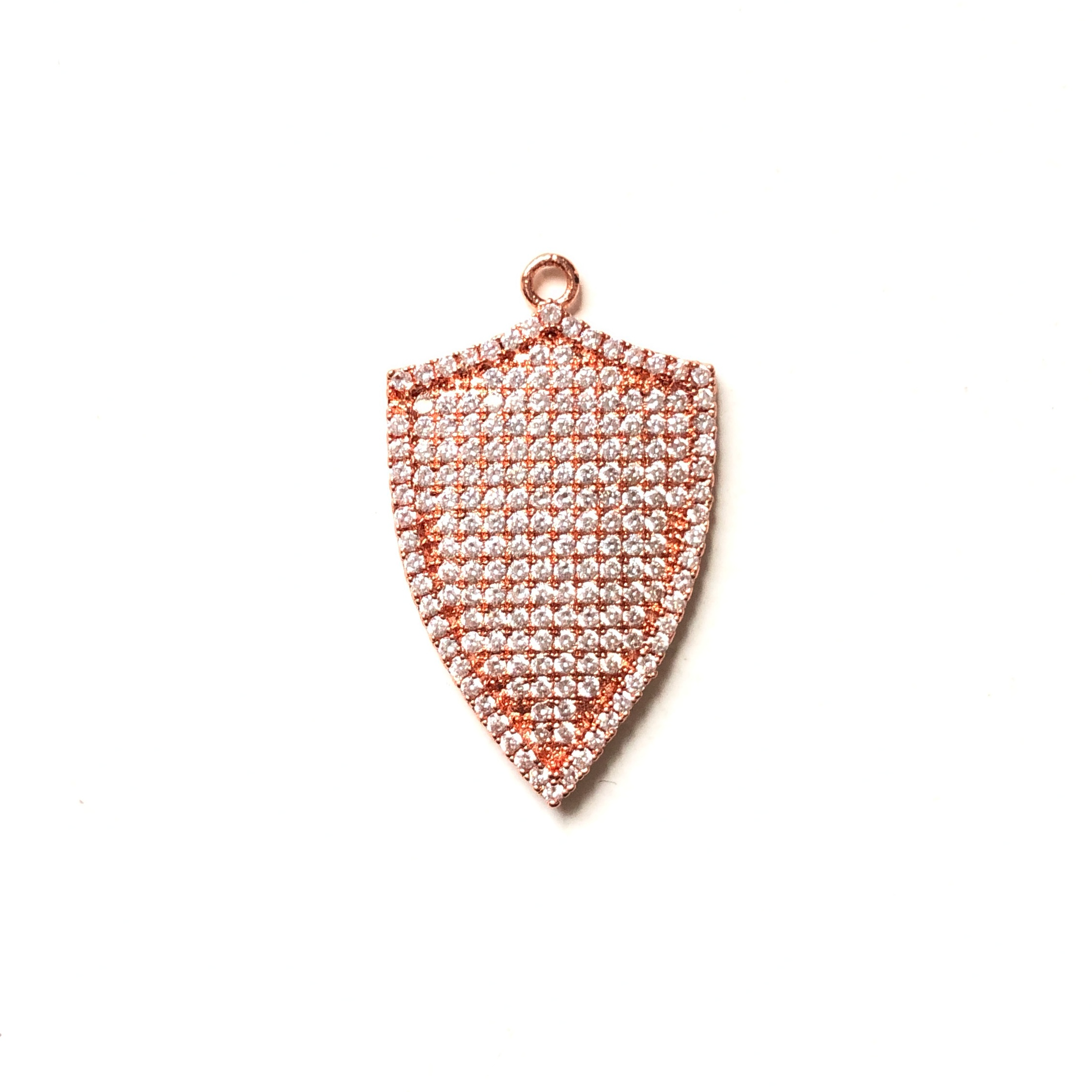 10pcs/lot 33*20mm CZ Paved Shield Charms Rose Gold CZ Paved Charms Geometrics Large Sizes Charms Beads Beyond