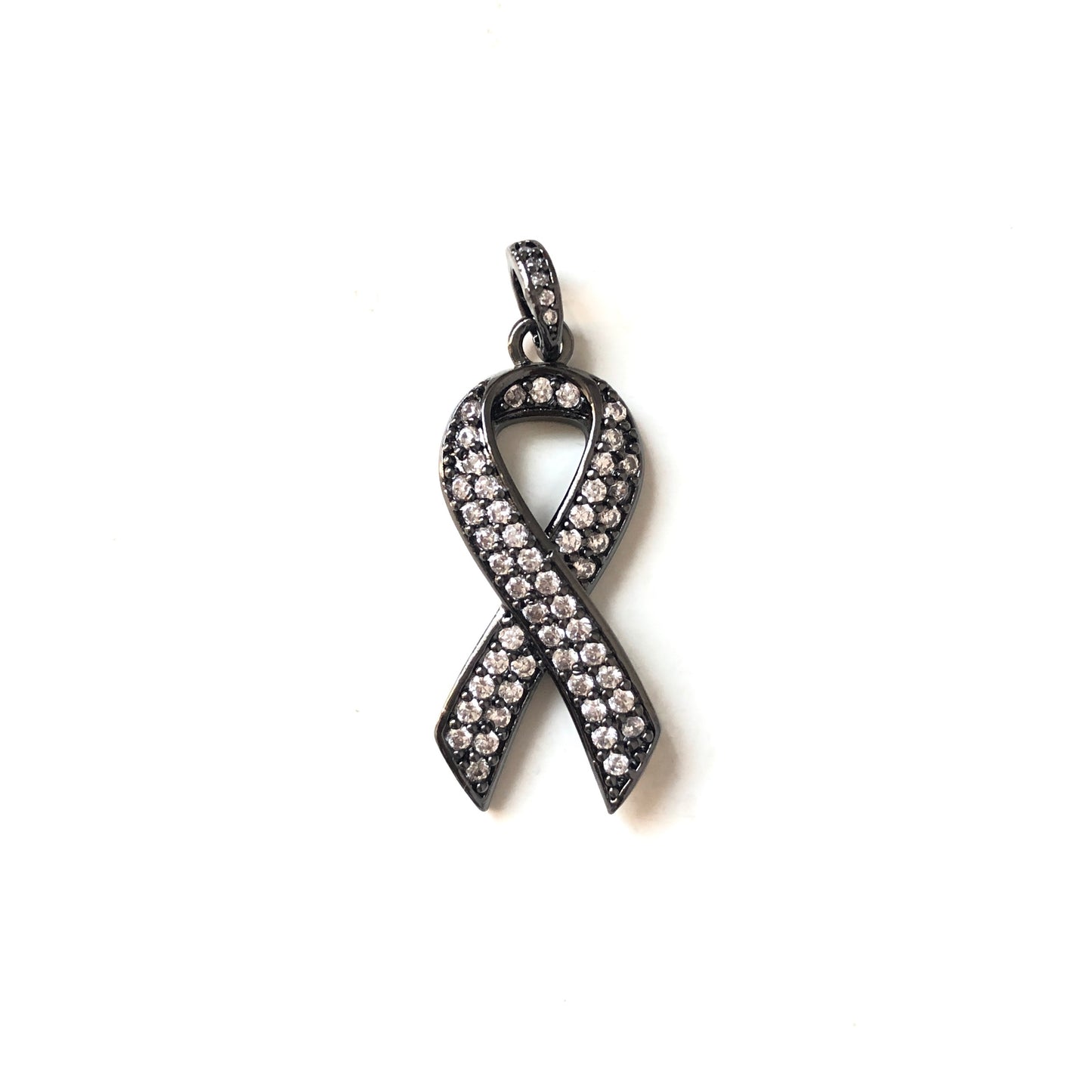 10pcs/lot 27*13mm CZ Paved Pink Ribbon Breast Cancer Awareness Charms Black CZ Paved Charms Breast Cancer Awareness Charms Beads Beyond