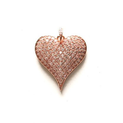 10pcs/lot 30*23mm CZ Paved Heart Charms Rose Gold CZ Paved Charms Hearts Charms Beads Beyond