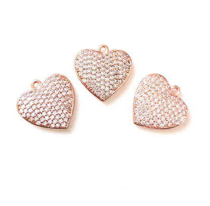 10pcs/lot 18*18mm CZ Paved Heart Charms Rose Gold CZ Paved Charms Hearts On Sale Charms Beads Beyond