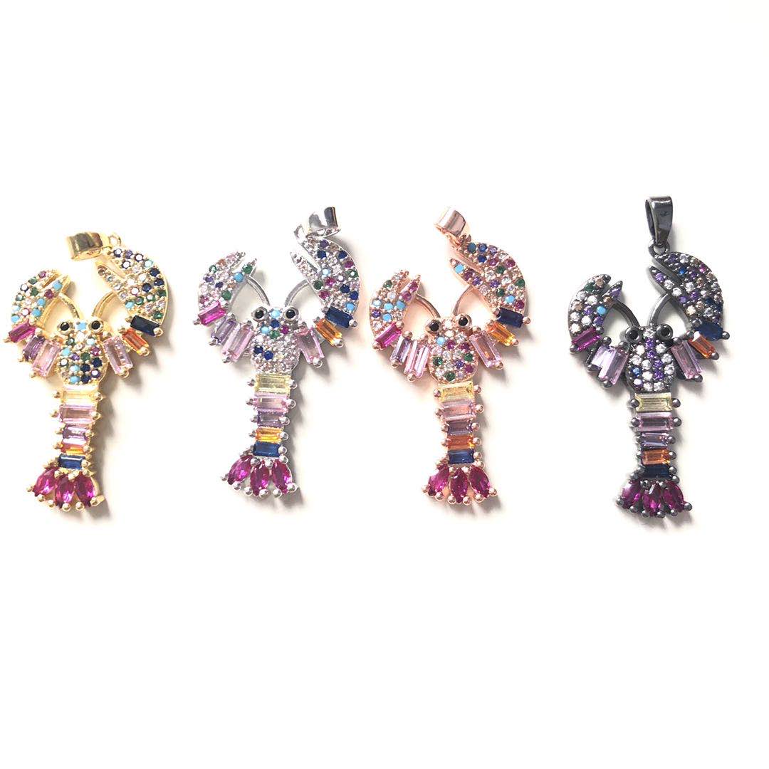 10pcs/lot 37*19mm CZ Paved Crawfish/Crayfish Lobster Charms CZ Paved Charms Louisiana Inspired Mardi Gras Charms Beads Beyond