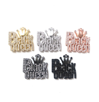 10pcs/lot 26*25.5mm CZ Paved Black Queen Charms CZ Paved Charms Queen Charms Words & Quotes Charms Beads Beyond
