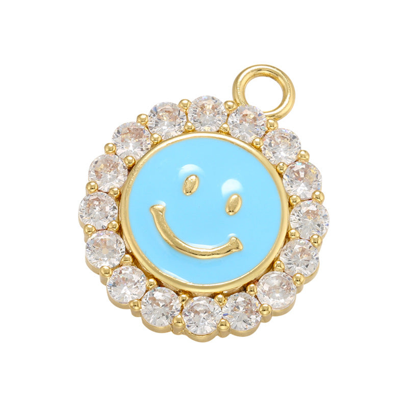 10pcs/lot 23*19mm Gold Plated Colorful Enamel Smile Sun Flower Charm Light blue Enamel Charms Charms Beads Beyond