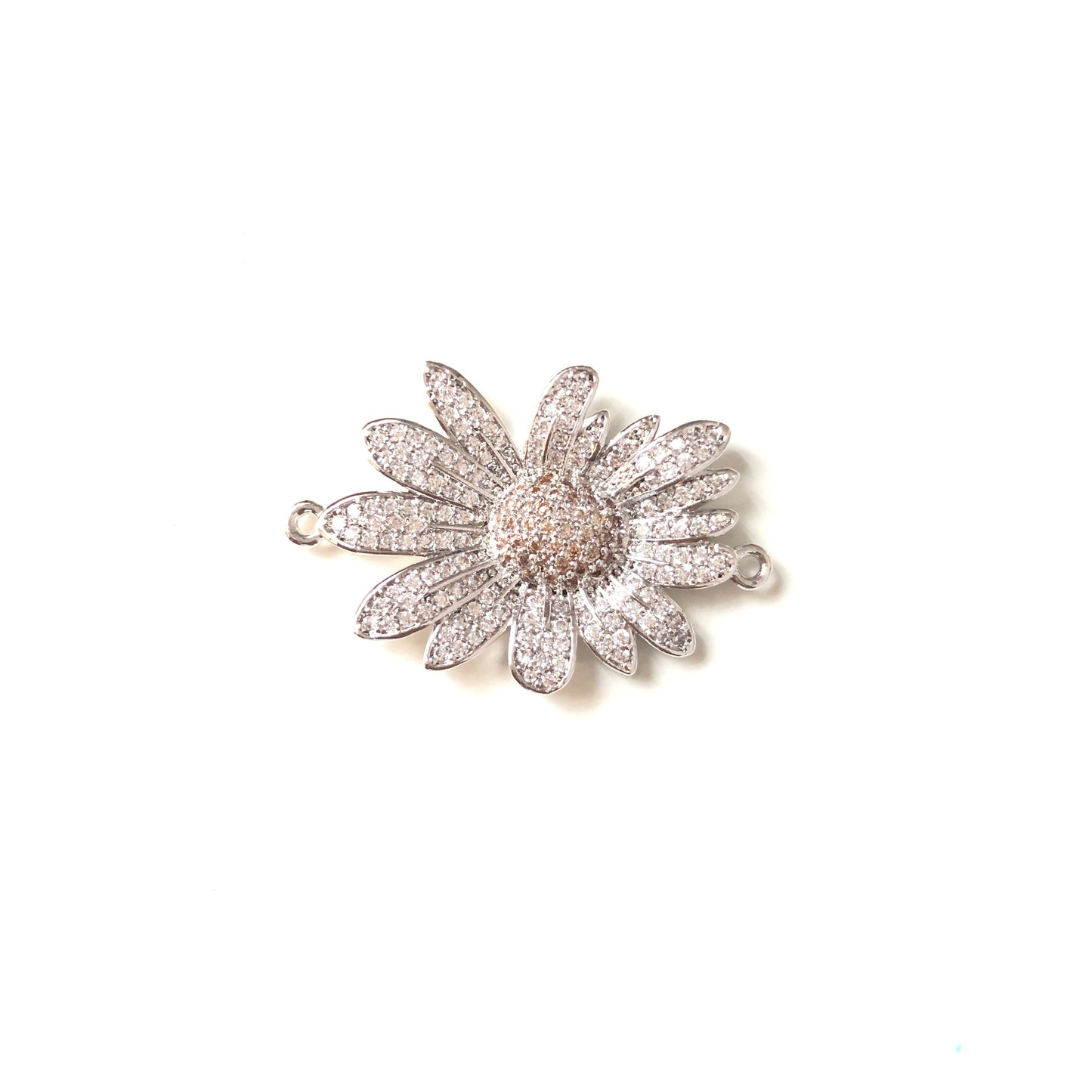 5-10pcs/lot 27.5*21.5mm CZ Paved Flower Connectors Silver CZ Paved Connectors Flower Connectors Charms Beads Beyond