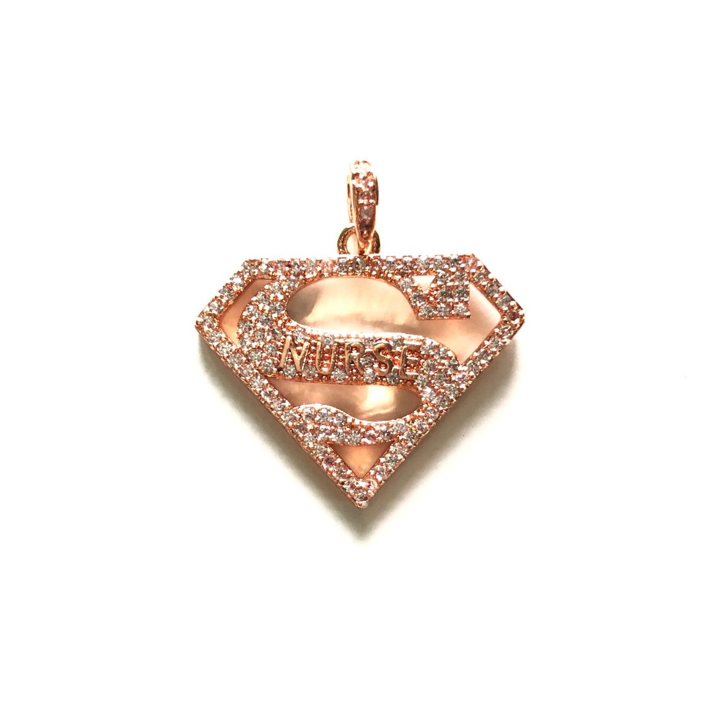 10pcs/lot 25*20mm CZ Paved Super Nurse Charms Rose Gold CZ Paved Charms Nurse Inspired On Sale Charms Beads Beyond