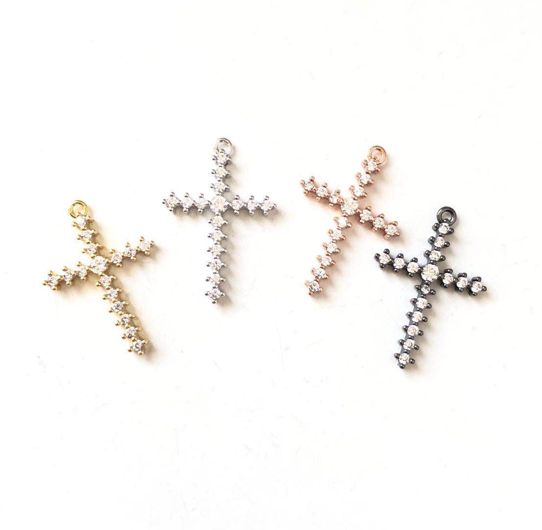 10pcs/lot 22*16mm CZ Paved Cross Charms CZ Paved Charms Crosses Charms Beads Beyond