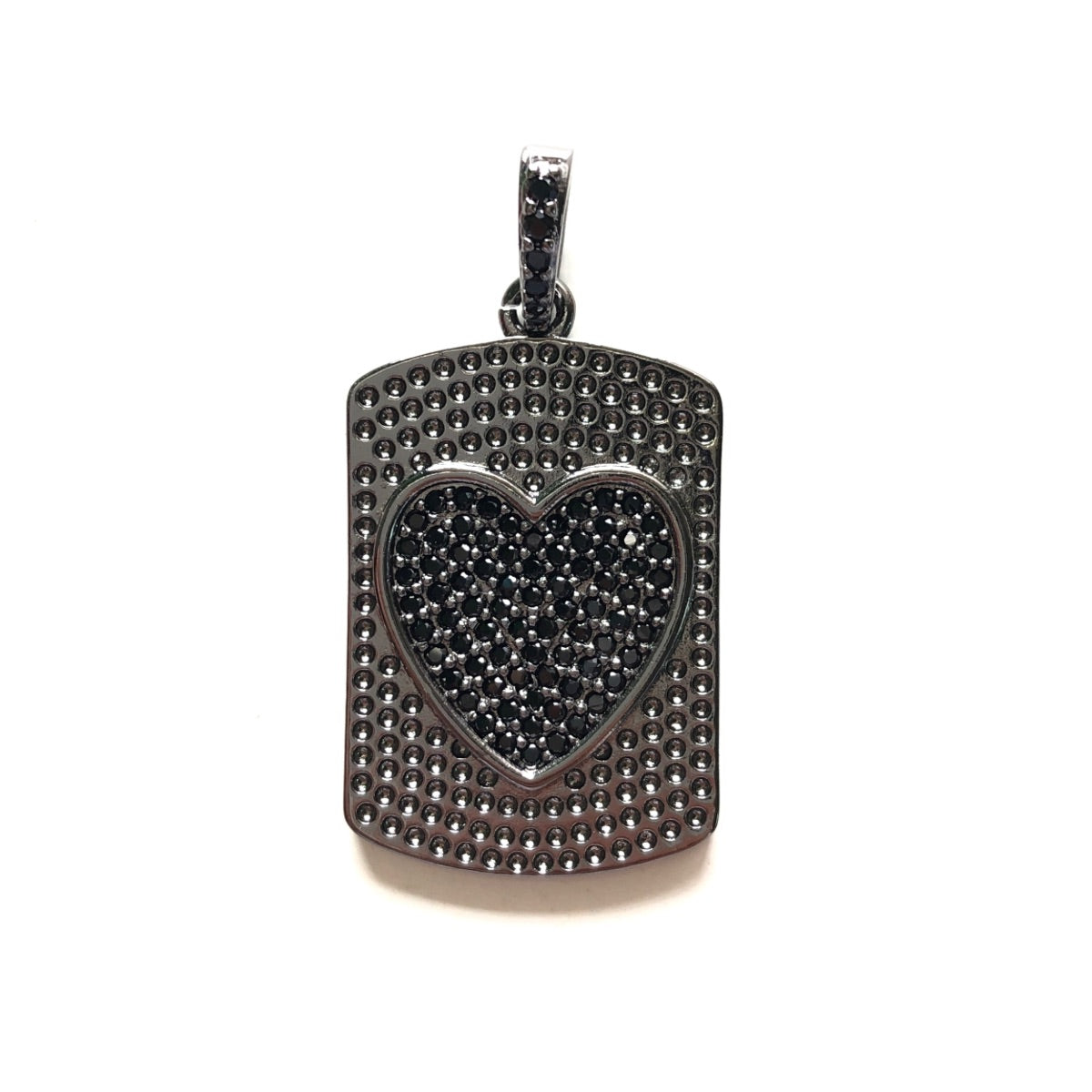 10pcs/lot 37*19mm CZ Pave Heart Rectangle Plate Charm Pendants Black on Black CZ Paved Charms Hearts On Sale Charms Beads Beyond