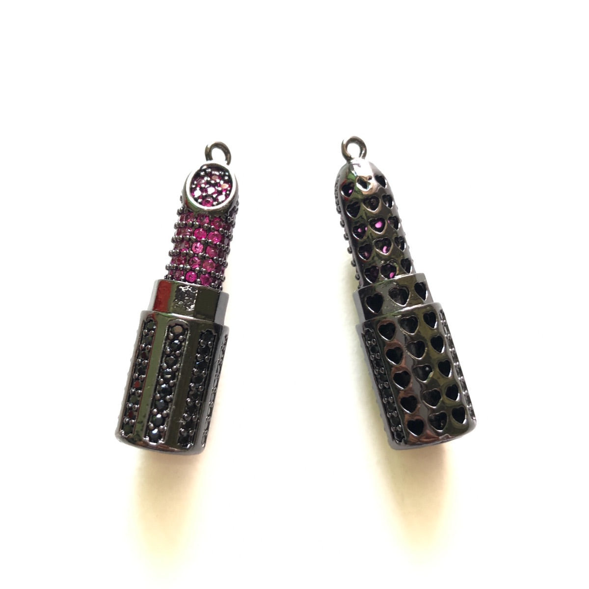 10pcs/lot 35*10mm CZ Paved Lipstick Charms Black on Black CZ Paved Charms Fashion On Sale Charms Beads Beyond
