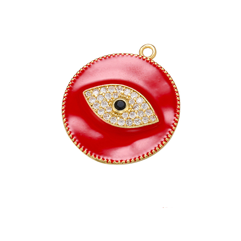 10pcs/lot 27.5*24mm Colorful Enamel CZ Pave Evil Eye Charm Red Enamel Charms Charms Beads Beyond