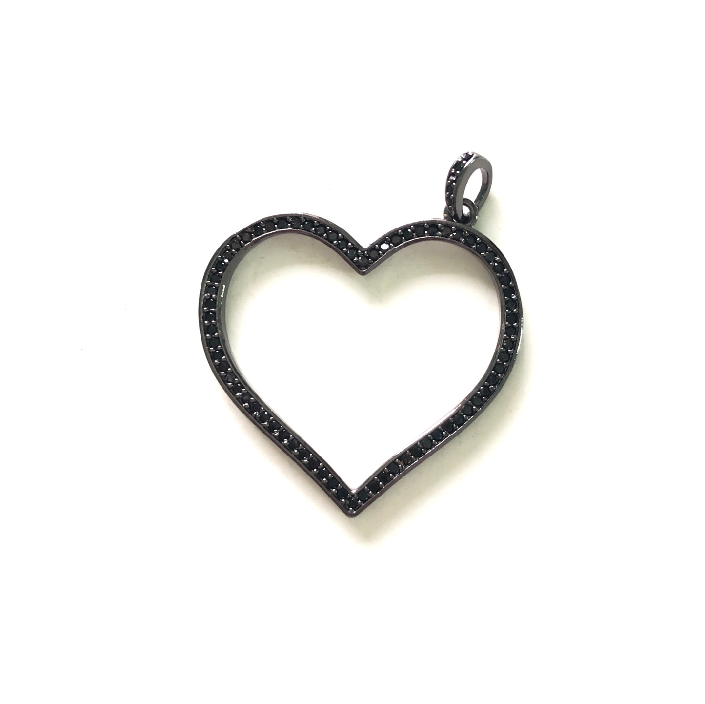 10pcs/lot 32*30mm CZ Paved Heart Charms Black on Black CZ Paved Charms Hearts Charms Beads Beyond