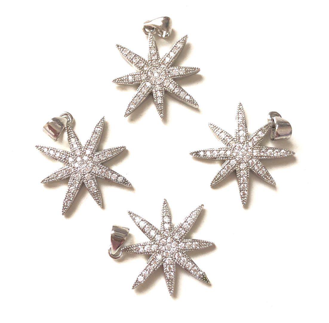 10pcs/lot 18.8mm CZ Paved Star Charms Silver CZ Paved Charms On Sale Sun Moon Stars Charms Beads Beyond