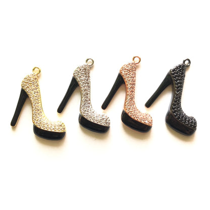 10pcs/lot 27*23mm CZ Paved Black Bottom High Heel Shoe Charms CZ Paved Charms High Heels On Sale Charms Beads Beyond