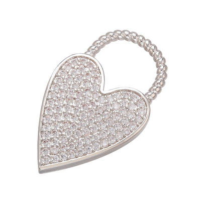 10pcs/lot 33*20mm CZ Paved Heart Lock Charms Silver CZ Paved Charms Hearts Charms Beads Beyond