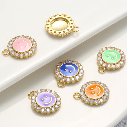 10pcs/lot 23*19mm Gold Plated Colorful Enamel Smile Sun Flower Charm Enamel Charms Charms Beads Beyond