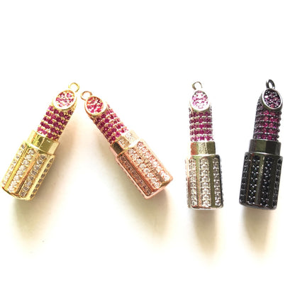 10pcs/lot 35*10mm CZ Paved Lipstick Charms CZ Paved Charms Fashion On Sale Charms Beads Beyond