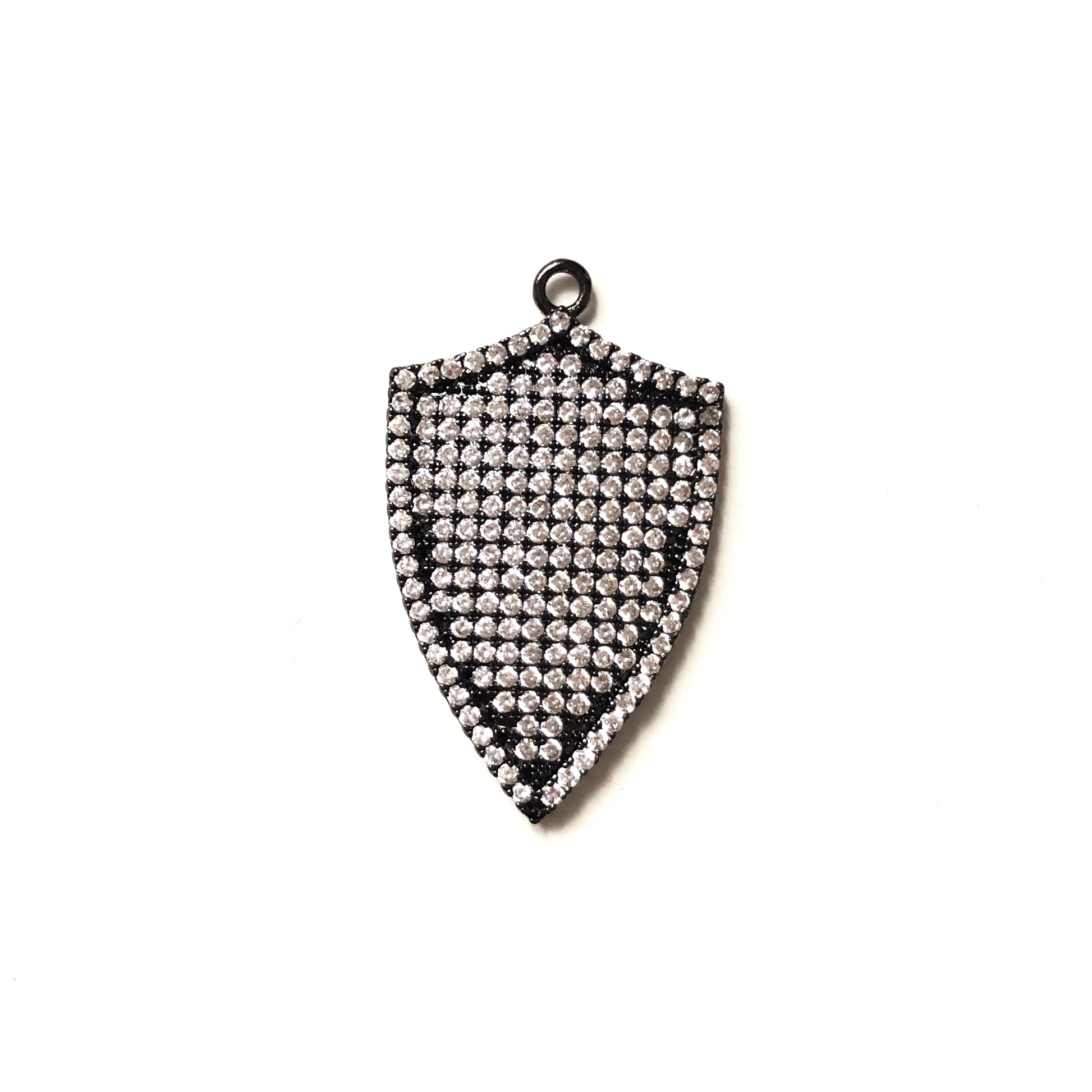 10pcs/lot 33*20mm CZ Paved Shield Charms Black CZ Paved Charms Geometrics Large Sizes Charms Beads Beyond