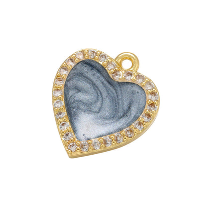 10pcs/lot 14*12mm Colorful Enamel CZ Paved Small Size Heart Charm Gray Enamel Charms Charms Beads Beyond