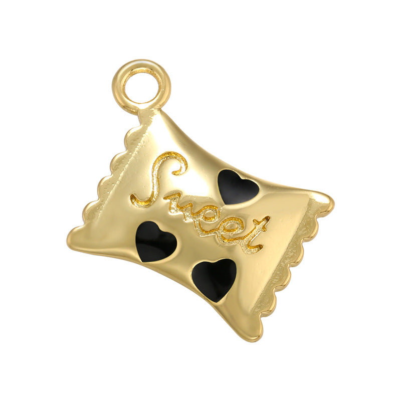 10pcs/lot 16*13mm Gold Plated Enamel Sweet Candy Charm Black Enamel Charms Charms Beads Beyond