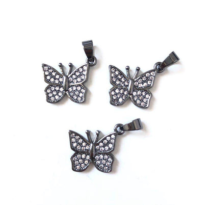 10pcs/lot 11*13mm CZ Paved Butterfly Charms Black CZ Paved Charms Butterflies Charms Beads Beyond