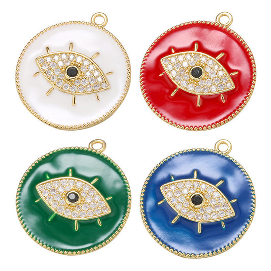 10pcs/lot 27.5*24mm Colorful Enamel CZ Pave Evil Eye Charm for Bracelet Making Mix All 5 Colors Enamel Charms Charms Beads Beyond