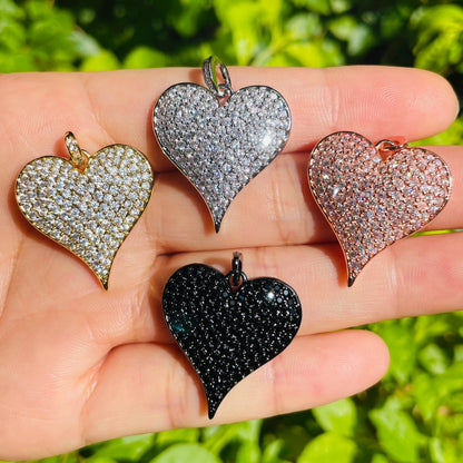 10pcs/lot 30*23mm CZ Paved Heart Charms Mix Colors CZ Paved Charms Hearts Charms Beads Beyond