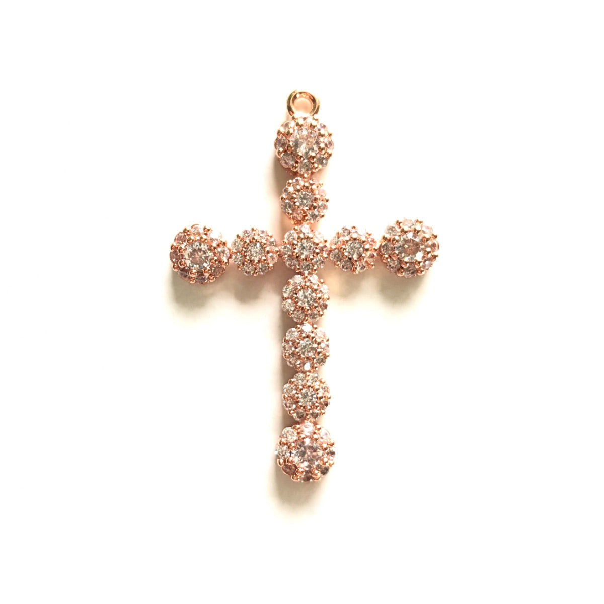 10pcs/lot 40*27mm CZ Paved Cross Charms Rose Gold CZ Paved Charms Crosses Large Sizes Charms Beads Beyond