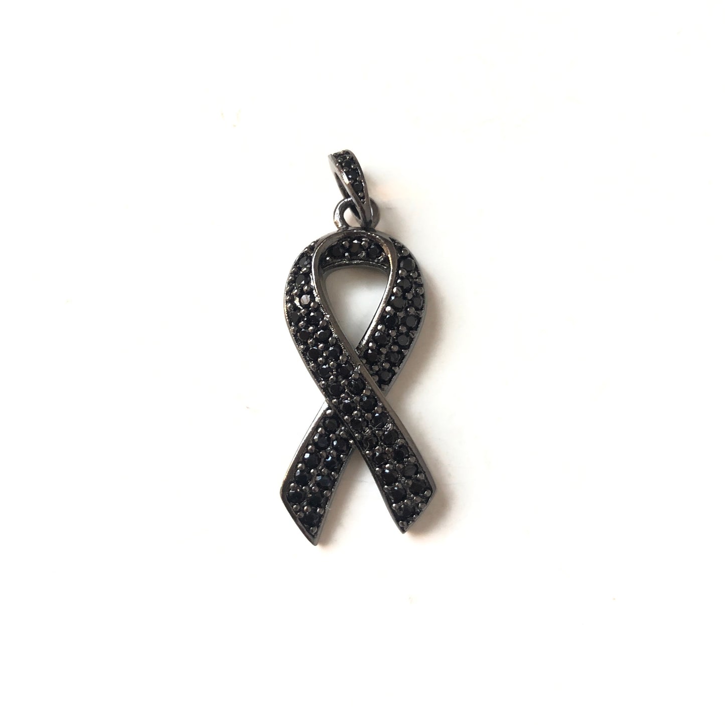 10pcs/lot 27*13mm CZ Paved Pink Ribbon Breast Cancer Awareness Charms Black on Black CZ Paved Charms Breast Cancer Awareness Charms Beads Beyond