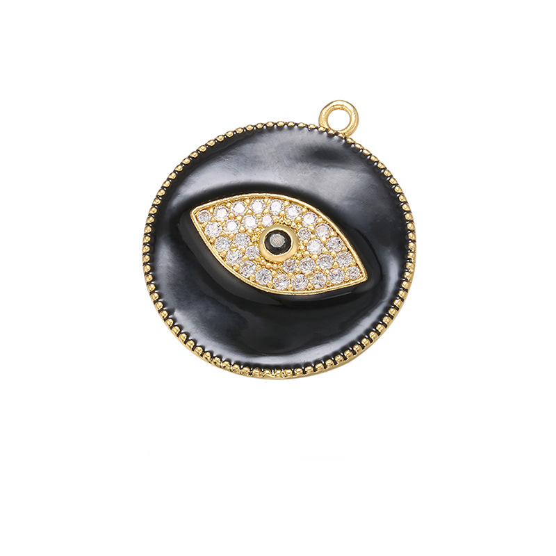 10pcs/lot 27.5*24mm Colorful Enamel CZ Pave Evil Eye Charm Black Enamel Charms Charms Beads Beyond
