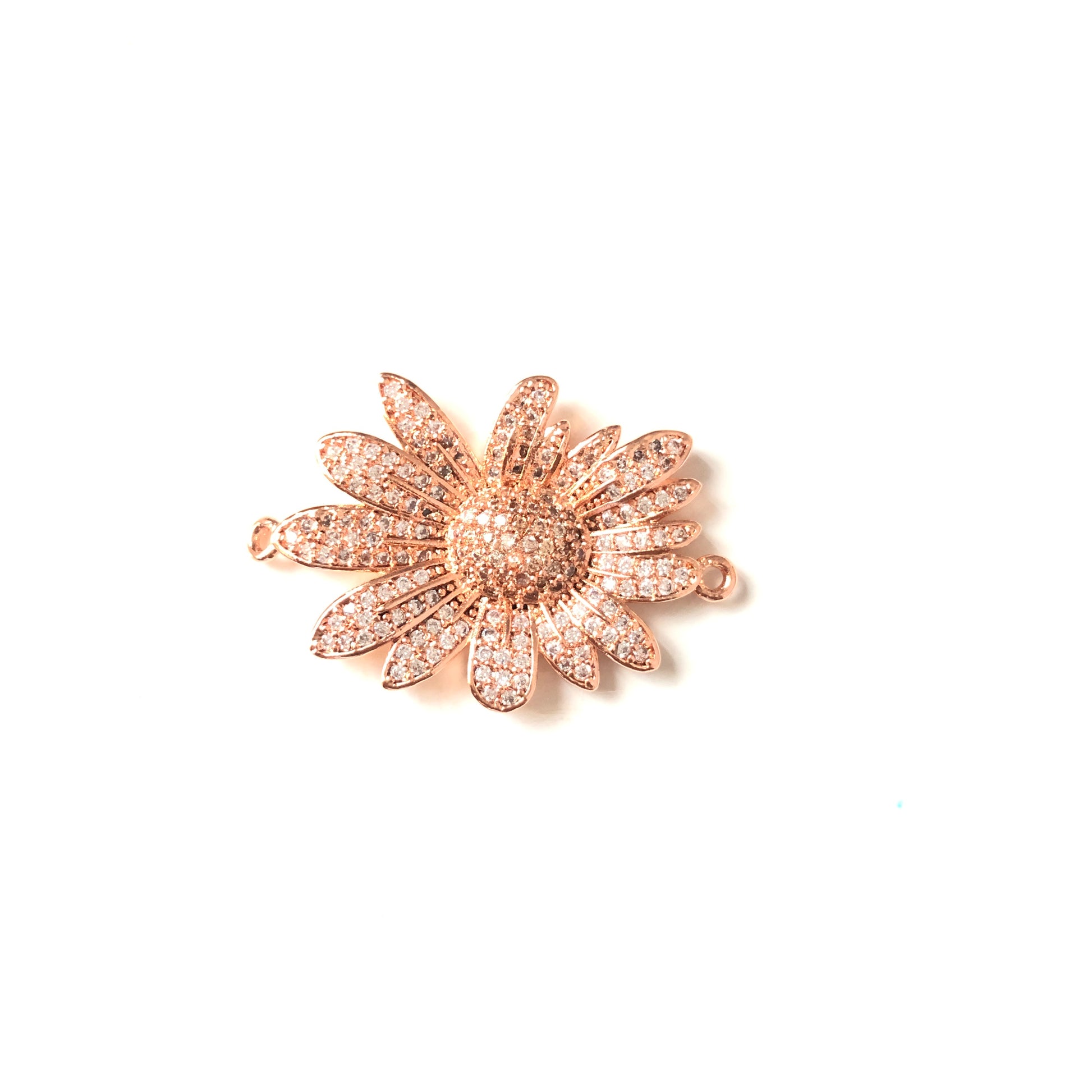 5-10pcs/lot 27.5*21.5mm CZ Paved Flower Connectors Rose Gold CZ Paved Connectors Flower Connectors Charms Beads Beyond